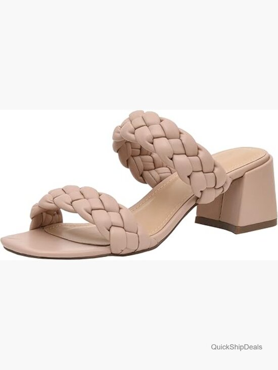 Braided Vegan Leather Heel Sandal with Memory Foam Insole main image 4